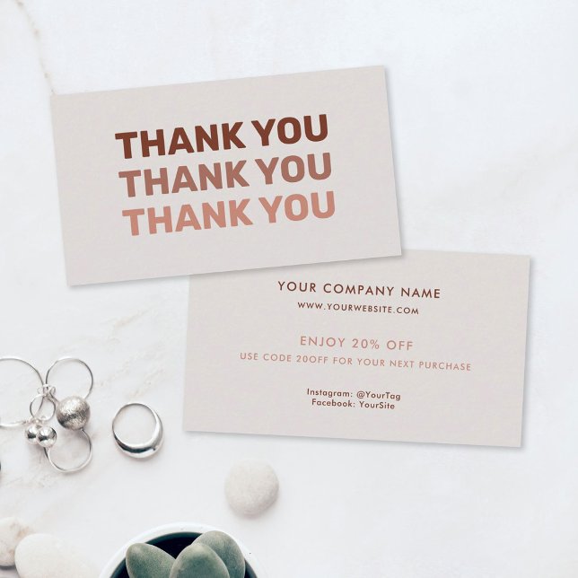 Thank you Small Business Modern Blush Pastels Discount Card (Modern pastels say thank you alongside your small business company name)