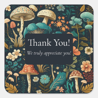 Thank You Small Business Mushroom Farm  Square Sticker