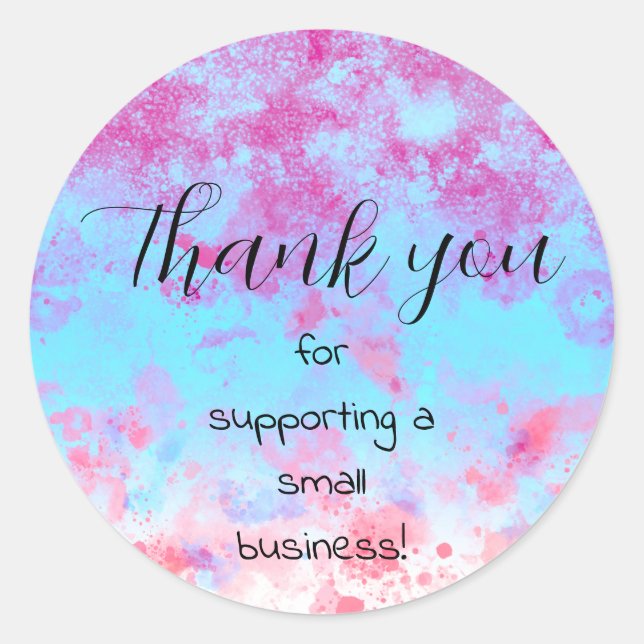 Thank You Small Business Paint Splash Personalize Classic Round Sticker (Front)