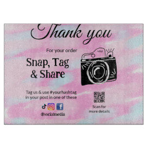 Thank you snap tag share media camera add socials cutting board