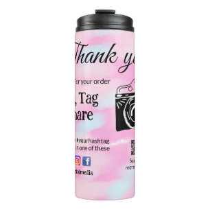 Thank you snap tag share media camera add socials thermal tumbler