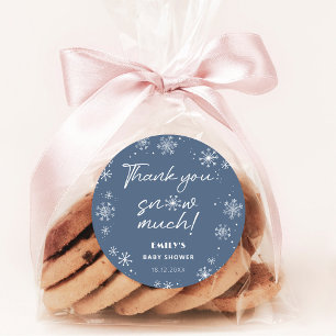 Thank you snow much blue baby shower classic round sticker