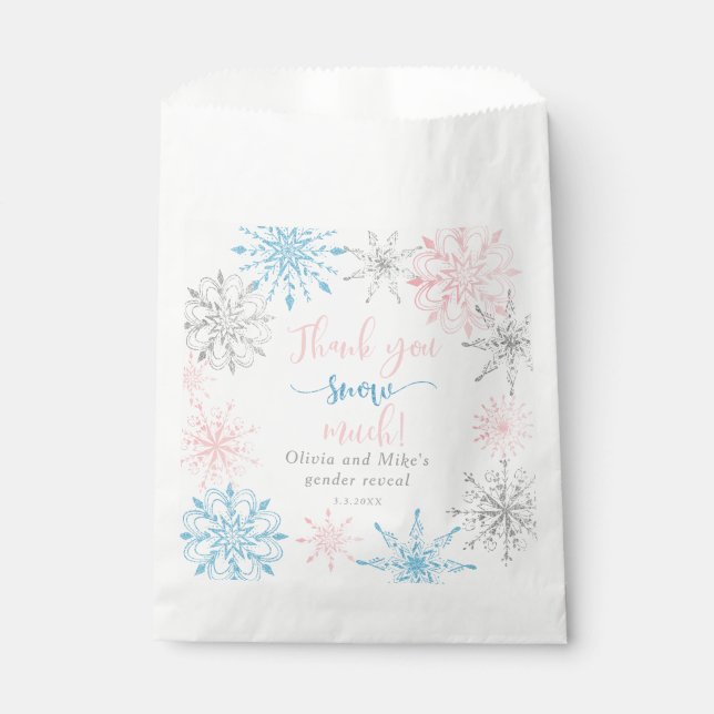 Thank you snow much gender reveal favour bag (Front)