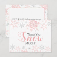Thank You SNOW Much Pink Baby Shower Note Card