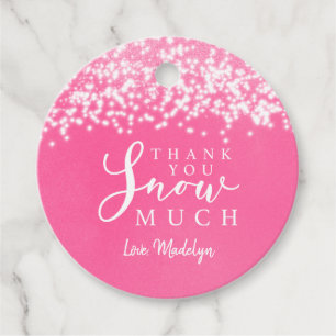 Thank You SNOW Much Pink Birthday Party Favour Tags