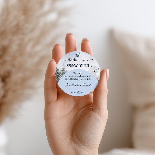 Thank You Snow Much Polar Bear Baby Shower Classic Round Sticker (Creator Uploaded)