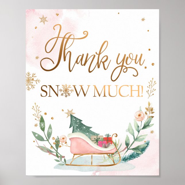Thank You Snow Much Sign Sleigh Girl Birthday (Front)