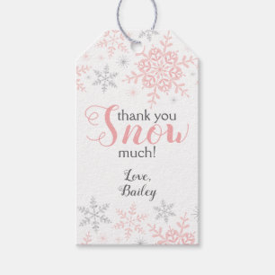 Thank You SNOW Much Winter ONEderland Pink Snow Gift Tags