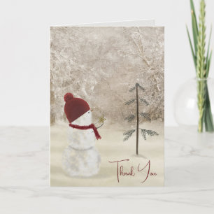 Thank You Snowman with Christmas star Card