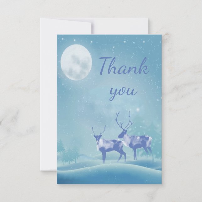 Thank You Snowy Christmas Reindeer Animal Art (Front)