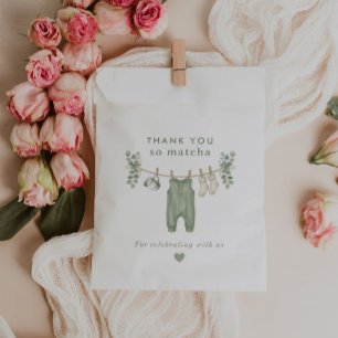 Thank you so matcha sage green baby shower favour bag