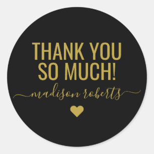 Thank you so much editable typography black gold classic round sticker