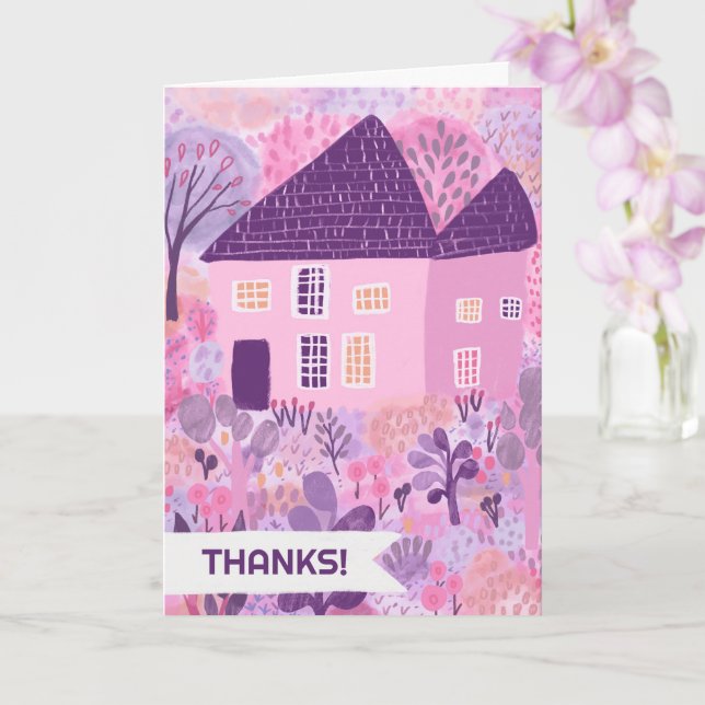 THANK YOU SO MUCH Home Garden Watercolor Cute Card (Orchid)