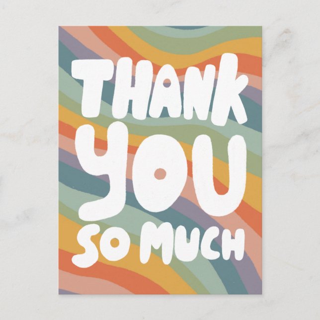 THANK YOU SO MUCH Muted Rainbow Stripes CUSTOM  Postcard (Front)