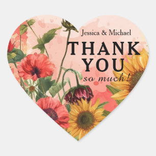 🌻Thank you so much  Sunny Petals & Scarlet Blooms Heart Sticker