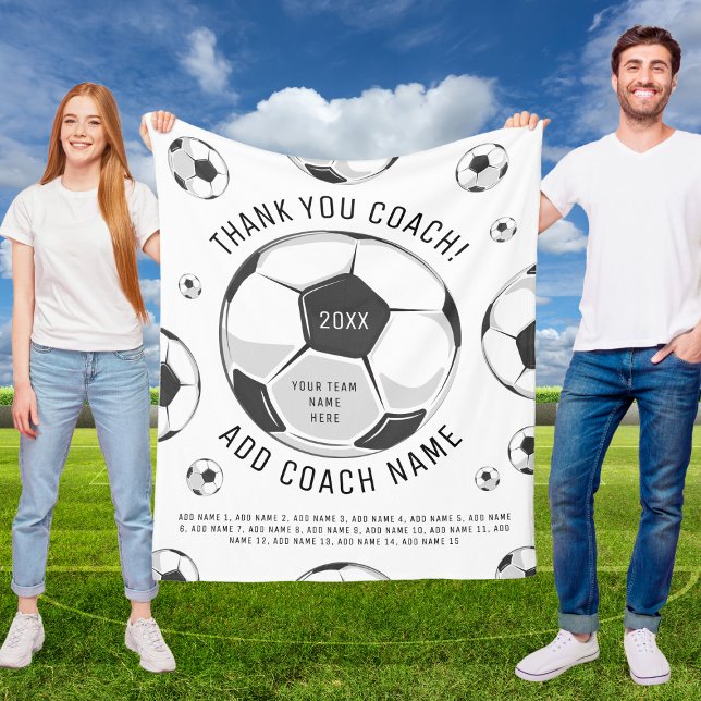 Thank You Soccer Coach Black & White Player Names  Fleece Blanket (Creator Uploaded)
