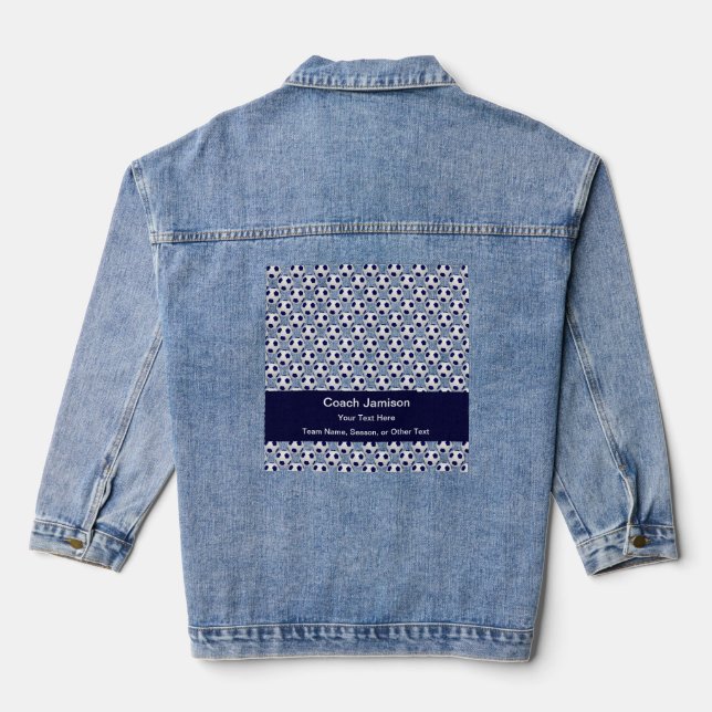 Thank You Soccer Coach Your Text Blue Denim Jacket (Back)