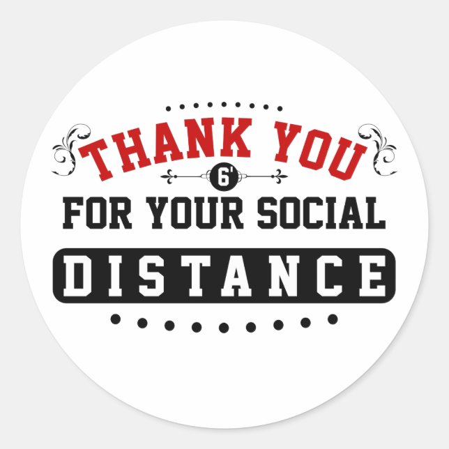 Thank You Social Distance Classic Round Sticker (Front)