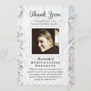Thank You Soft White Floral Photo Memorial - Poem Card