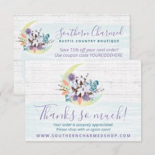 Thank You Southern Floral Cotton Moon Rustic Card