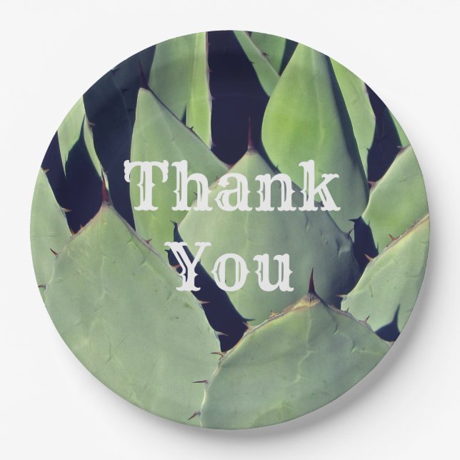 Thank You Southwestern Style Agave Appreciation Paper Plate (Front)