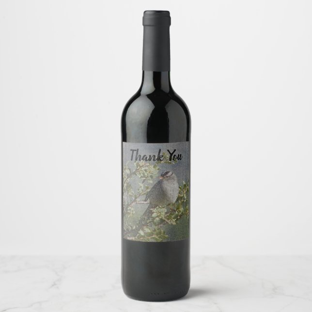 Thank You Sparrow on Branch Mosaic Appreciation Wine Label (Front)