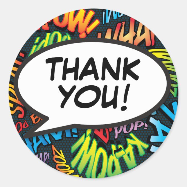 Thank You Speech Bubble Colourful Fun Modern Classic Round Sticker (Front)