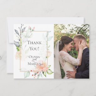 THANK YOU   Spring Floral Botanical PHOTO Frame Card