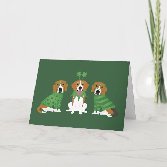 Thank You St Patricks Day Beagle Dogs Card (Front)