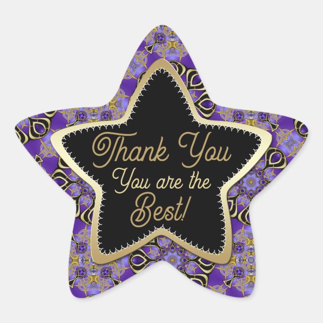 Thank You Star Purple +Gold You are the Best Sticker (Front)