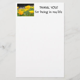 THANK YOU STATIONERY Poppy Flowers Stationery