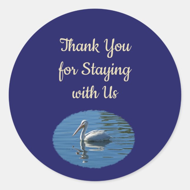 Thank You Staying Beach House Guest Appreciation Classic Round Sticker (Front)