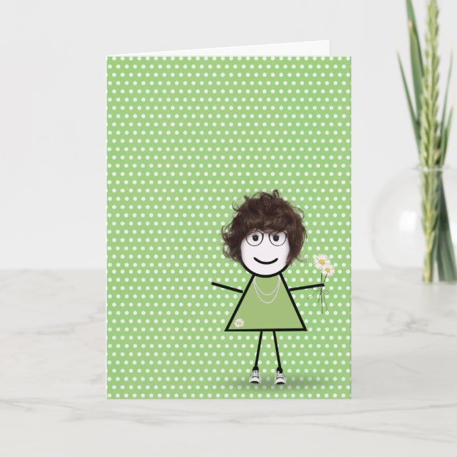 Thank You Stick Girl with Daisies (Front)