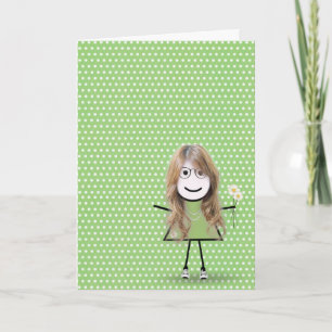 Thank You Stick Girl with Daisies