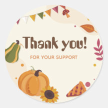 Thank You Sticker – Autumn Leaves Design for Pack