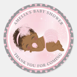 Thank you Sticker   Black Boy Girl Shower