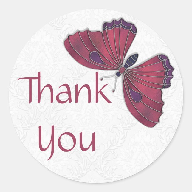 Thank You Sticker Butterfly Brocade red (Front)