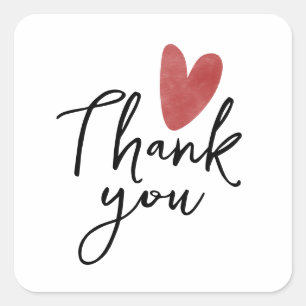 Thank You Sticker - Cute Simple Red Heart