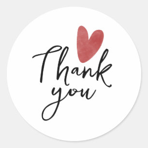 Thank You Sticker - Cute Simple Red Heart