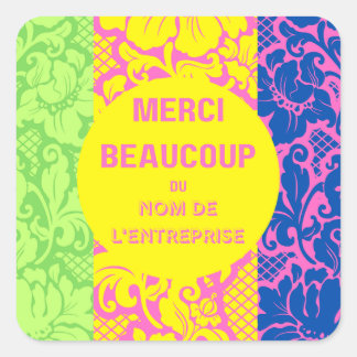 "Thank you" sticker- "merci beaucoup"-Design 2 Square Sticker