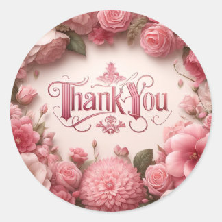 Thank you sticker pink - floral theme