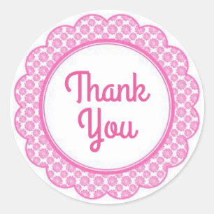 Thank You/Sticker-Pink Flowers Classic Round Sticker