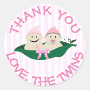 Thank you Sticker Twins Girls Pink in Peapod