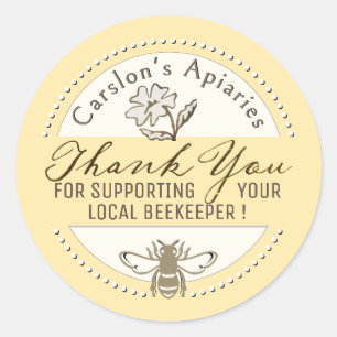 Thank You Sticker with Bee Honey Apiary Business