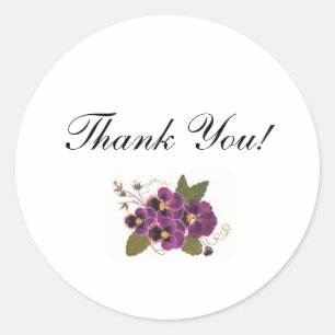Thank You Sticker with Pansies