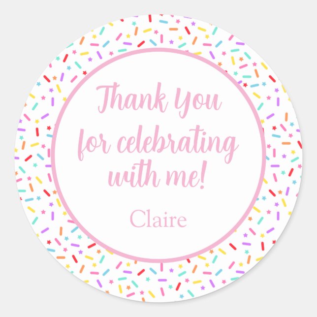 Thank You Sticker with Sprinkles (Front)