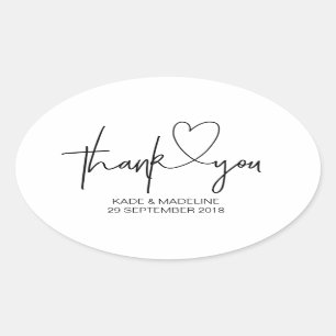 Thank You Stickers Black and White