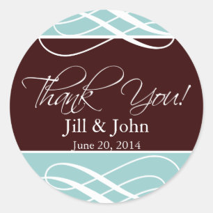 Thank You Stickers Brown Blue