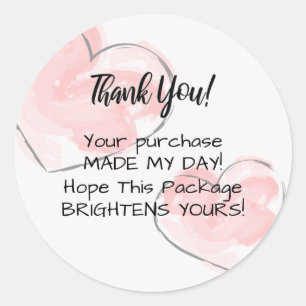 Thank You Stickers - Cute Pink Watercolor Heart