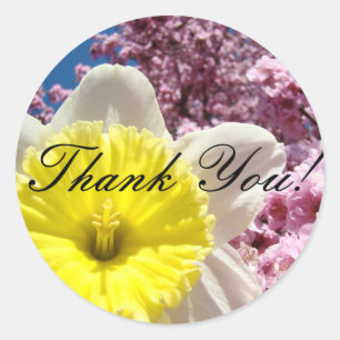 Thank You! stickers Daffodil Flowers Pink Blossoms